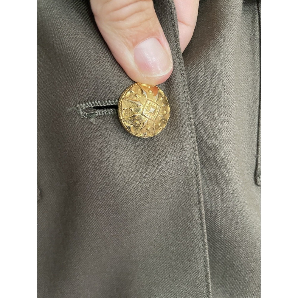 VTG Xerxes Wool Military Inspired Olive Drab Gold Button Blazer/Jacket. Size 8. - Picture 5 of 14